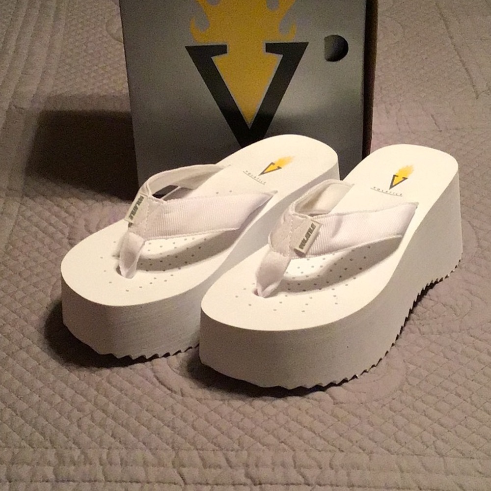 New Volatile White Platform Sandals with Chunky Wedge